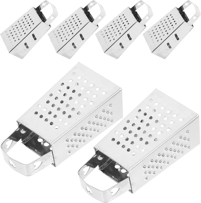 6Pcs Mini Stainless Steel Four Sided Cheese Grater Vegetable Slicer With Heart Shaped Handle - Image 1